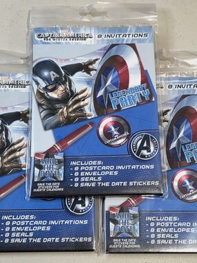 24 lot Marvel Captain America Party or Birthday Invitations Save the Date NEW